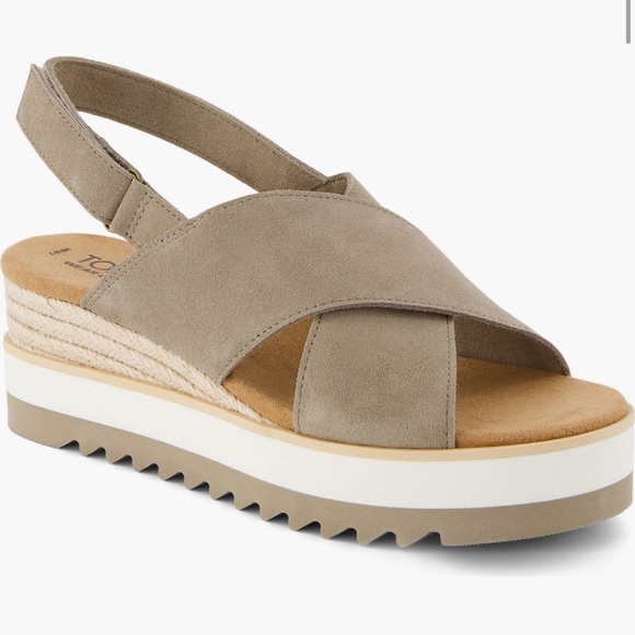 TOMS • Diana Wedge Sandal - White Denim Fray